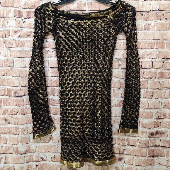 No Tags Tops - Black/Gold Fishnet Top/Dress Size XS/S